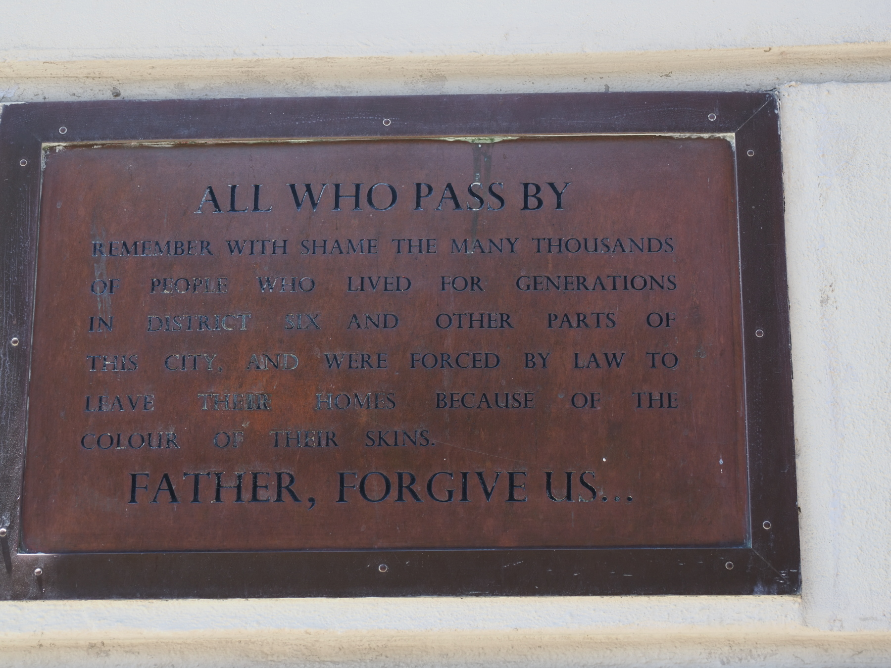 Plaque on the church that is now the district 6 museum. Shame!